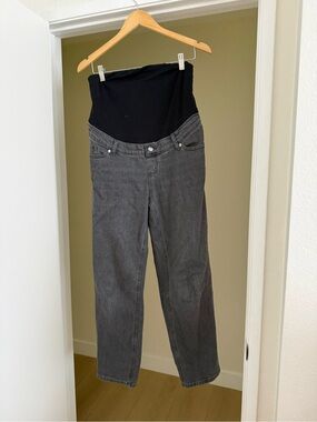 H&M Maternity Straight-Leg Jeans with Black Belly Panel - Gray
